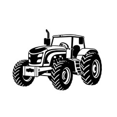 Obraz premium A black and white illustration of a tractor on a plain background