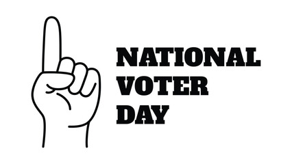 National voter day illustration with raised finger gesture promoting democracy civic awareness and election participation concept in minimal black style