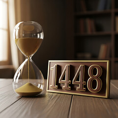 Islamic new year 1448: hourglass and calendar sign symbolizing time