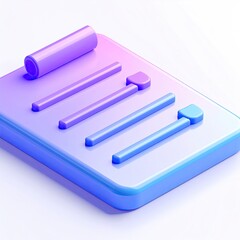 3D rendered, isometric view of a checklist with a purple and blue gradient