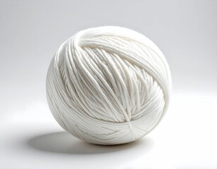 A pristine white ball of yarn, illuminated on a bright white surface