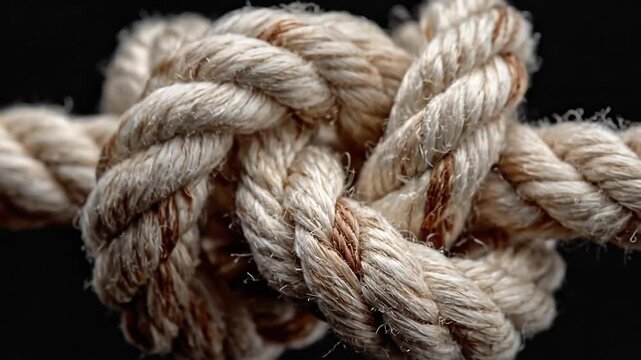 A close-up of a beautifully tied rope knot showing intricate texture.
