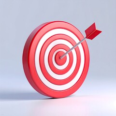 A bright red and white target with an arrow hitting the bullseye
