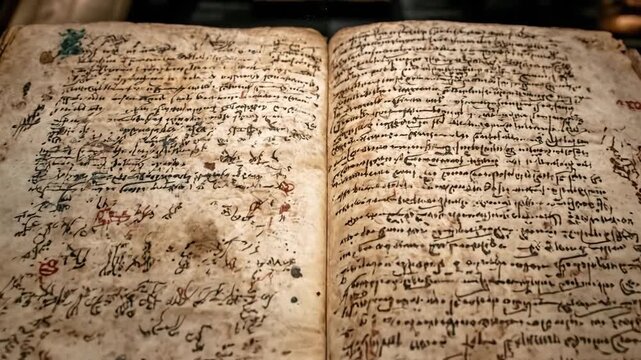 An ancient manuscript showcasing detailed handwritten text.