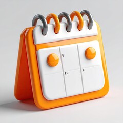 Orange and white 3D desk calendar with simple design, isolated