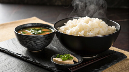 白米のイメージ、茶碗に盛られたご飯