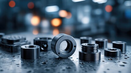 3D printed robot parts and mechanical components, close-up of futuristic assembly pieces, additive manufacturing in robotics, innovation in hardware prototyping