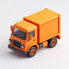 Isometric view of a simple orange delivery truck