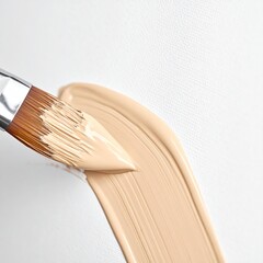 Brush strokes creating a swathe of creamy beige substance on white