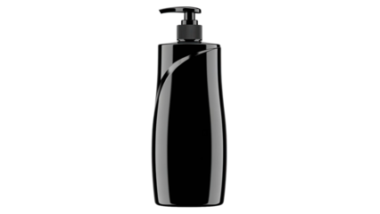 Black pump dispenser bottle for liquid soap or lotion, cut out, stock png, isolated on transparent background