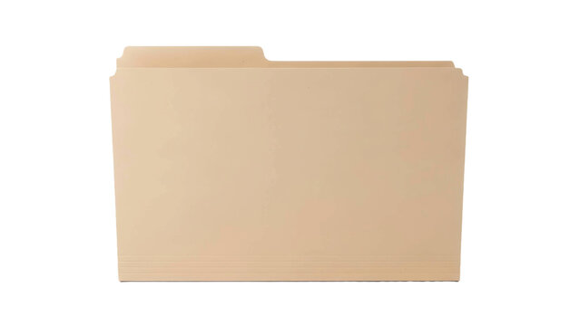 Standard empty beige manila file folder for office documents, cut out, stock png, isolated on transparent background