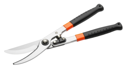 Heavy duty garden loppers with sharp blades and ergonomic handles, cut out, stock png, isolated on transparent background