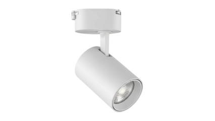 White modern led track light spotlight lamp fixture for ceiling, cut out, stock png, isolated on transparent background