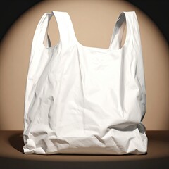 A white plastic bag against a neutral backdrop, lit from above