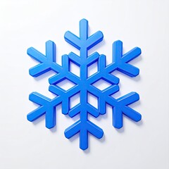 Blue 3D snowflake against a white background, a winter symbol
