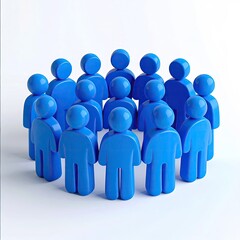 Blue stylized figures arranged in a circle on a white background