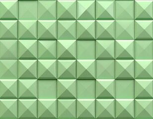 Geometric pattern of square pyramids in a soft, monochromatic green