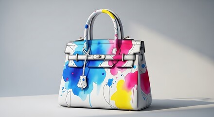 Colorful Handbag with Watercolor Design.