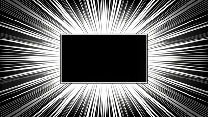 Dynamic black square with white explosion background