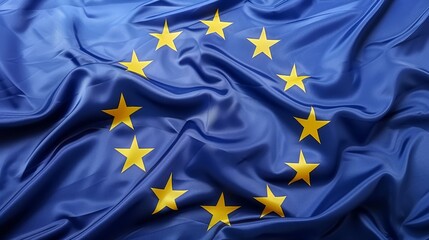 European union flag featuring a circle of gold stars on a blue background, symbolizing unity.