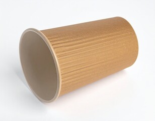 Corrugated brown paper cup, interior light, angled on white