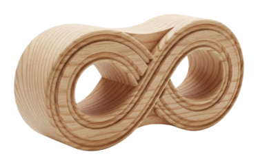 Sculpting infinity symbol in wood piece creative isolated on transparent background
