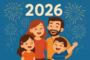 cartoon family christmas card