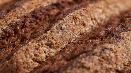 Close up ro view of a rustic multigrain bread texture with visible grains and a diagonal cut
