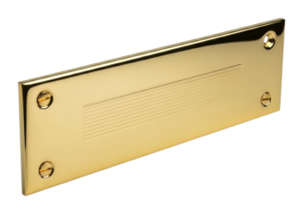 Polished brass nameplate office product showcase modern isolated on transparent background