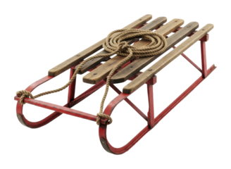 Winter sledding adventure snowy hills fun family joy isolated on transparent background