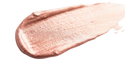 A smooth, shimmering swatch of rose gold makeup product, showcasing a creamy texture and reflective finish.