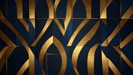 Luxurious Blue-Gold Abstract Geometric Design
