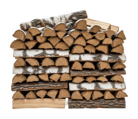 Stacked firewood for cozy fires forest cabin natural isolated on transparent background