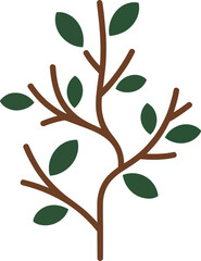 Stylish Vector Graphic of a Tree with Leaves on White Background Illustration