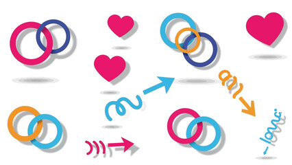Fototapeta premium Vibrant interconnected rings and hearts symbolizing love and relationships