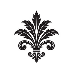 ⚜️ Decorative Black Fleur-de-lis Floral Ornament Illustration