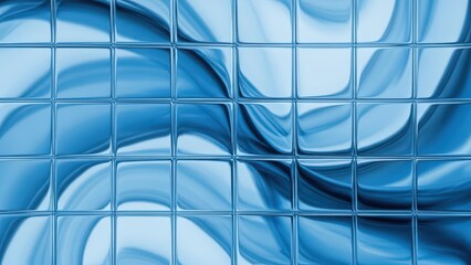 Abstract Blue Swirls and Squares Pattern Background.