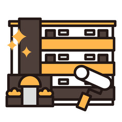 シンプルなマンションのアイコン+ペイントローラー