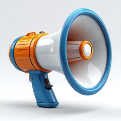 Cartoon megaphone, colorful, white background, simple 3D illustration