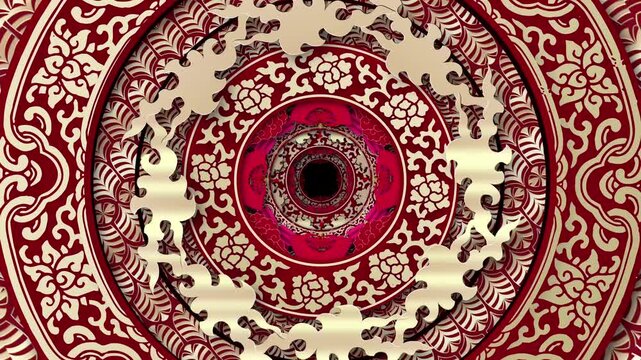 4K red festive Chinese style ethnic background can be cycled
