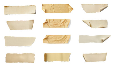 Collection of Torn Paper and Tape Pieces