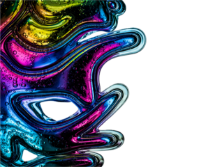 Vibrant macro abstract of multicolor liquid with dynamic flow and contrast. Ideal for creative backgrounds, digital art, branding, advertising, and expressive visual projects. Copy space
