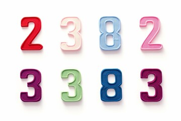 Various colorful numbers arranged in rows on a white background, representing mathematics and education