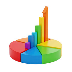 Colorful pie chart with bar graph