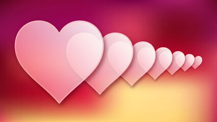 Series of hearts isolated on white background