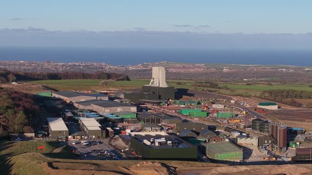 Woodsmith Mine Anglo American, Sirius, polyhalite mineral - 4k prores 422 - drone push towards mine pan down, All-intra to Prores VHQ. December 2025