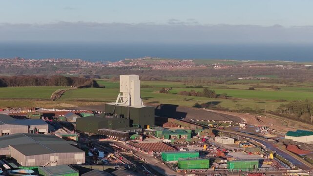 Woodsmith Mine Anglo American, Sirius, polyhalite mineral - drone push towards mine - Dec 2025