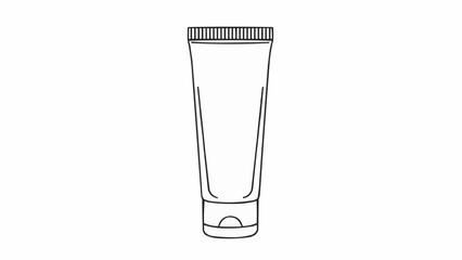 Line art drawing of a cosmetic cream tube with cap.