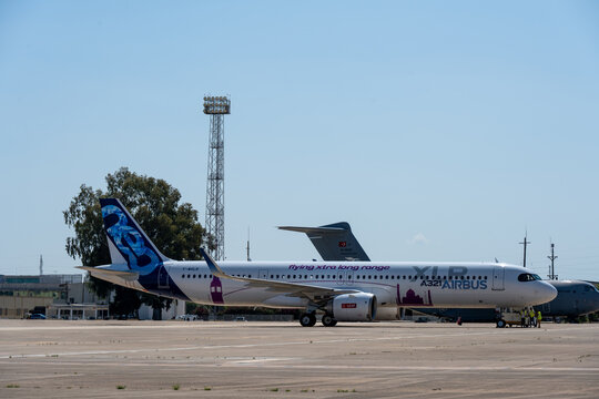 Moron, Spain - 3 May 23: Airbus a321 xlr on tarmac at airport