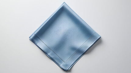 Simple blue napkin isolated on white, ideal for table setting visuals, restaurant branding, and product design